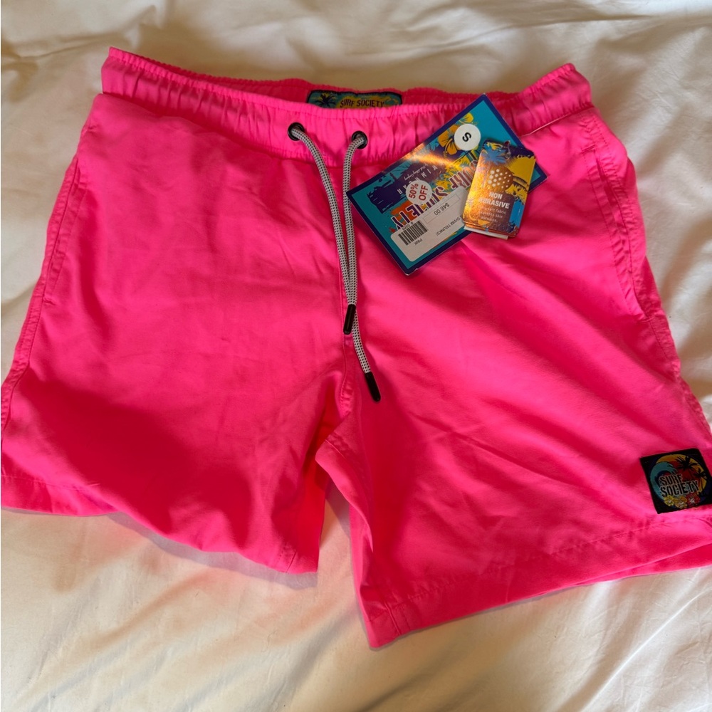 Surf Society Neon Pink Swim Shorts